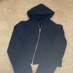 Black Cropped Zip-Up Hoodie